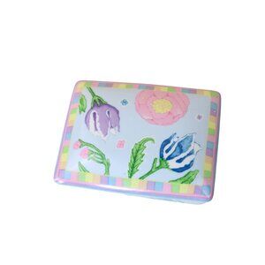 Horchow Divided Dish Playing Card Deck Holder Porcelain Vintage 91794